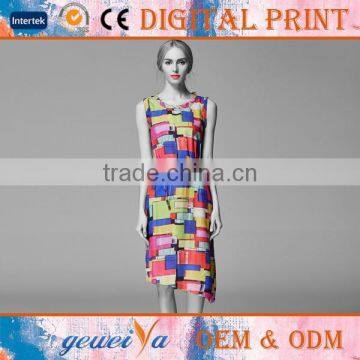 OEM Custom Digital Printing Cotton Linen Maxi Dress