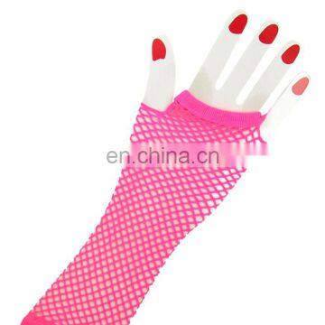 HEN-0040 wholesale Bride To Be Badge Hen Party long pink mesh gloves