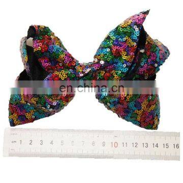 High quality Big bowknot with alloy Hair Clips 15cm sequin bowknot alligator Clips for kids