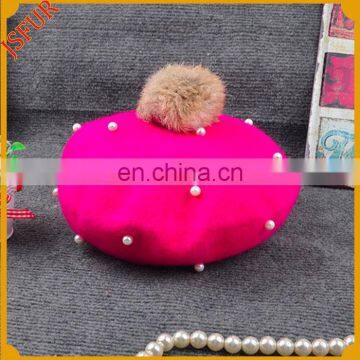 Custom Colour Real Fox Fur Pearl Kids Cap Hat