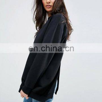 OEM Factory High Quality Cheap Price Crew Neck Sweatshirt Longline Split Back Sweatshirt photo-2