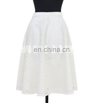 High Quality Knee Length Check PU Leather A Line Skirt photo-3