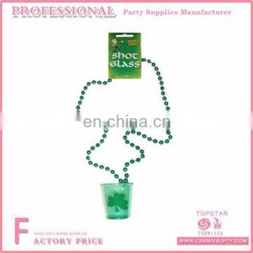 Irish Plastic Green Bead Chain With Cup For St Patrick Festival Decoration