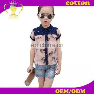 2016 Europe summer new designs children girls cotton blouse for baby