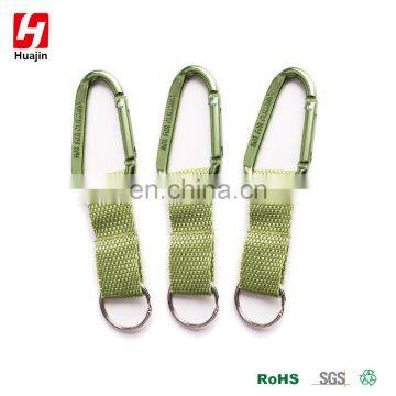 Aluminum Alloy D Shape Carabiner With Strap and Ring, Key Chain Clip Hook