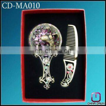 hot fashion gift ladies mirror comb with stone CD-MA010