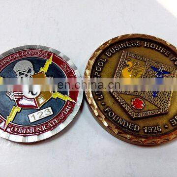 Zinc alloy flat wave edge 3D custom antique old football coin as souvenir or challenge coin