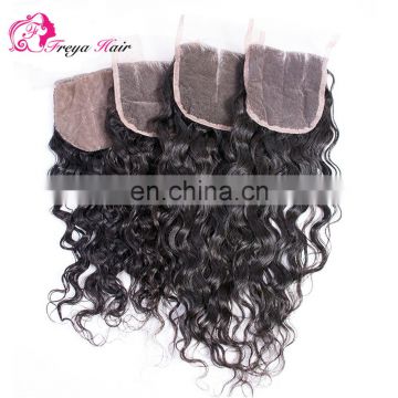 Brazilian hair deep wave free part middle part three parts silk base closure with baby hair