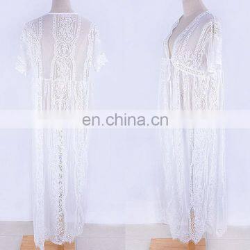 Lace Cover up Beach Dress Swimwear Cover up Women Bathing Suit Cover Ups Kaftan Beach Sarong 2019 Robe de Plage Beachwear photo-7