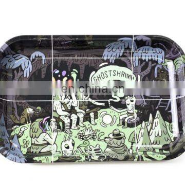 HQP-XJ09 HongQiang Wholesale Metal Cigarette Rolling Tray Storage Tray Tinplate Tray for Smoking Ashtray photo-2