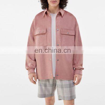 Mens Motorcycle Pink Coat Suede Jacket