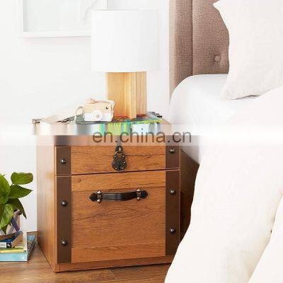 Large Capacity Bedside Table Solid Wood Night Stand