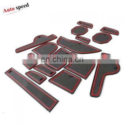 Door Mats Gate Slot Mat Cup Pads Red 16PCS fFor  Jeep Wrangler JK