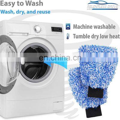 Ultra Absorbent Customize High Quality Premium Chenille Stock Cloth Microfiber Car Wash Mitt Scratch Free Car Wash Glove