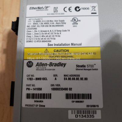 1783-BMS10CL Allen-Bradley Stratix 5700 Industrial 10-Port Managed Switch Allen-Bradley Stratix 5700 Industrial 10-Port Managed Switch