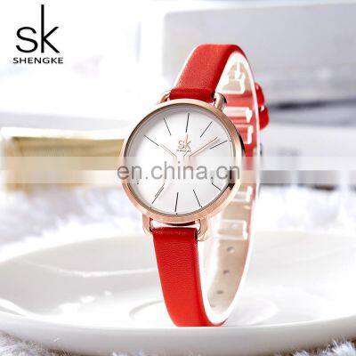 SHENGKE Fashion Geneva Watch K8021 Europe Simple Style New PU Leather Straps Quartz Wristwatch for Men Women China Watches