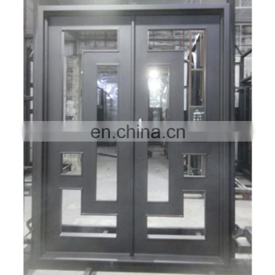 Custom black metal security best steel iron fence entry front double doors