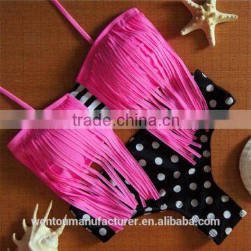 2016 New Women Push-up Padded Bra Tassel Swimsuit Bathing Suit Swimwear Bikini photo-3