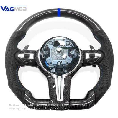 For BMW 3 Series 5 Series 6mm Perferatrd Leather Carbon Fiber Steering Wheel With Key Button Frame Assembly photo-3