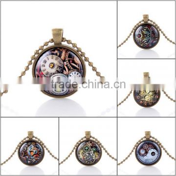 2016 Popular vintage design man woman unisex engagement steampunk pendants free necklace