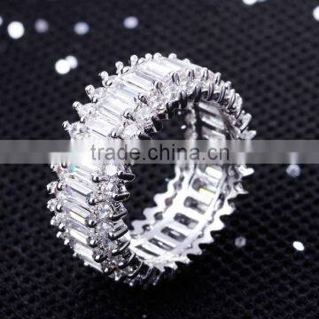 Thick Wedding Band Big CZ Crystals Rectangle Shape Deluxe Copper Women Ring photo-4