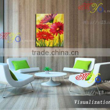 Handmade Home Decor Artwork Red Flowers Oil Painting on Canvas photo-4
