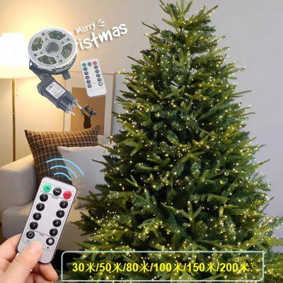 Christmas Tree Decorative Light 30m 50m 100m Micro LED String Lights With Remote Control 8 Lighting Modes