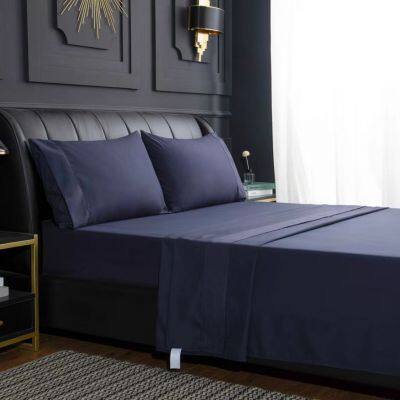 Solid Dark Blue Full Queen,king,twin,red Bedsheet Set With Lace Bedsheet photo-5