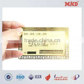 MDC1454 high fashion metal member card for club sliver card golden card