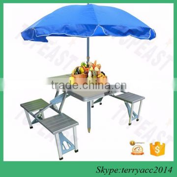 Hot Sale Folding Picnic Table Portable Umbrella Set Patio Outdoor Furniture Chair Bench