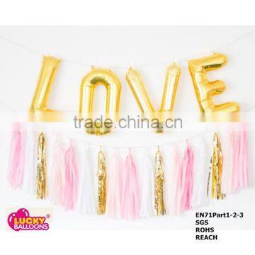 34 inch slim shape helium saved balloon letters gold love maker