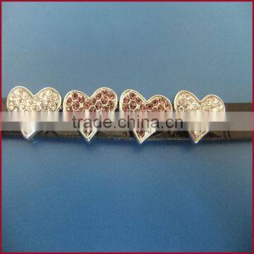 10mm Rhinestone Heart Zinc Alloy Slide Charms Manufacturers selling DIY personalized handbags Jewelry Accessories