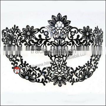 venetian mask wholesale Luxury Elegant Silver Metal Laser Cut Mask with Rhinestones Crystal