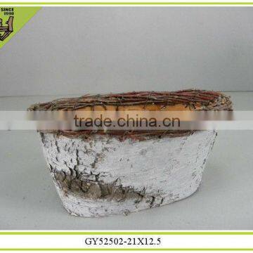 2013 beauty natural birch bark flower pot with plastic linging planter