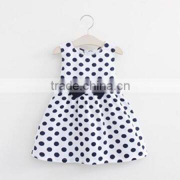 2016 Korean style children frocks design kids wear baby girl dot dress 2-6 years with factory price