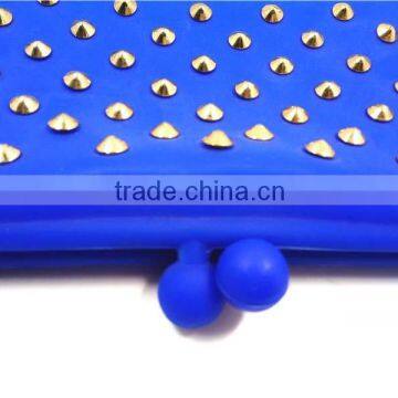 Metal Decor Navy Blue Wallet Photos Durable Retro Coin Purse Silicone Long Purse photo-5