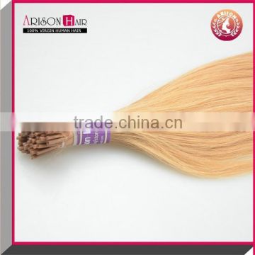 Arisonhair wholesale product keratin tipped i tip hair extension brazilian virgin human blonde pre-bonded hair extension