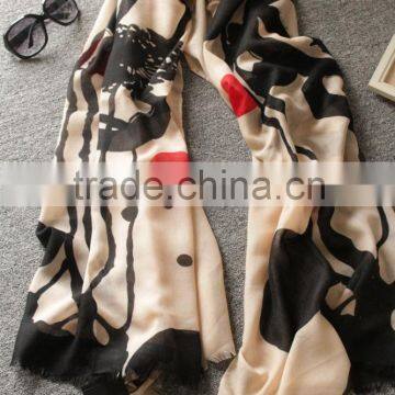 Painting Lotus Print Tassel Brim 2016 Spring Summer Women Hijab photo-3