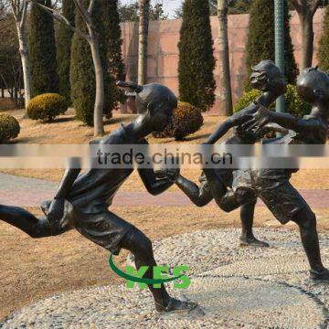 Bronze running children statue