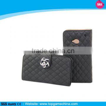 Book style leather case for mobile phone HTC one m7 ,free sample offer