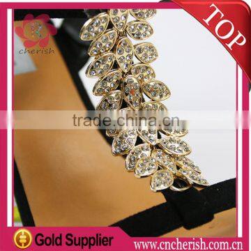 High quality leaf shape rhinestone beads shoes decorations