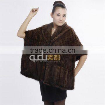 QDX003 2014 World Cup Fashion Wholesale Knitting Mink Fur Shawl Form  Express Fashion Accessory