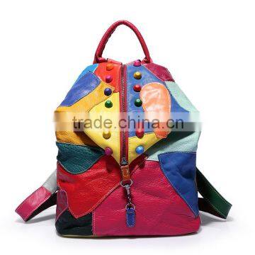 2015 autumn top grain genuine leather backpack fashion cattlehide women backpack