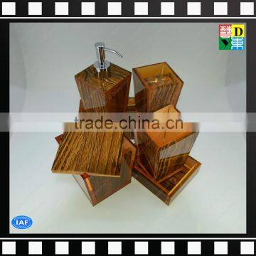 Wooden Color Six Pieces Acrylic Bathroom Set for Home/hotel