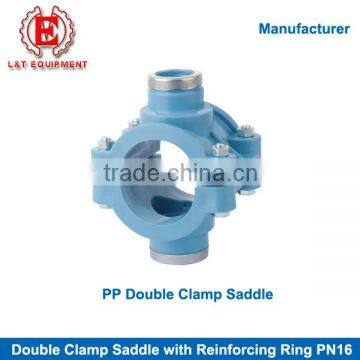 PP Compression Pipe Fittings Double Clamp Saddle