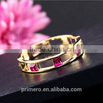 High Quality Style Hollow 18K Gold Plated Square Crystal Bangle Best Gift photo-5