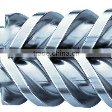 Twin conical screw and barrel
