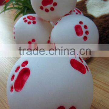 products for pets--Everfriend 9.1cm white vinyl ball with red paw print