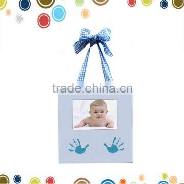 Safe ink keepsake baby girl wood mirror photo frame for birthday souvenirs