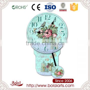 Turquoise dial green birds and pink flowers pendulum modern kitchen clocks